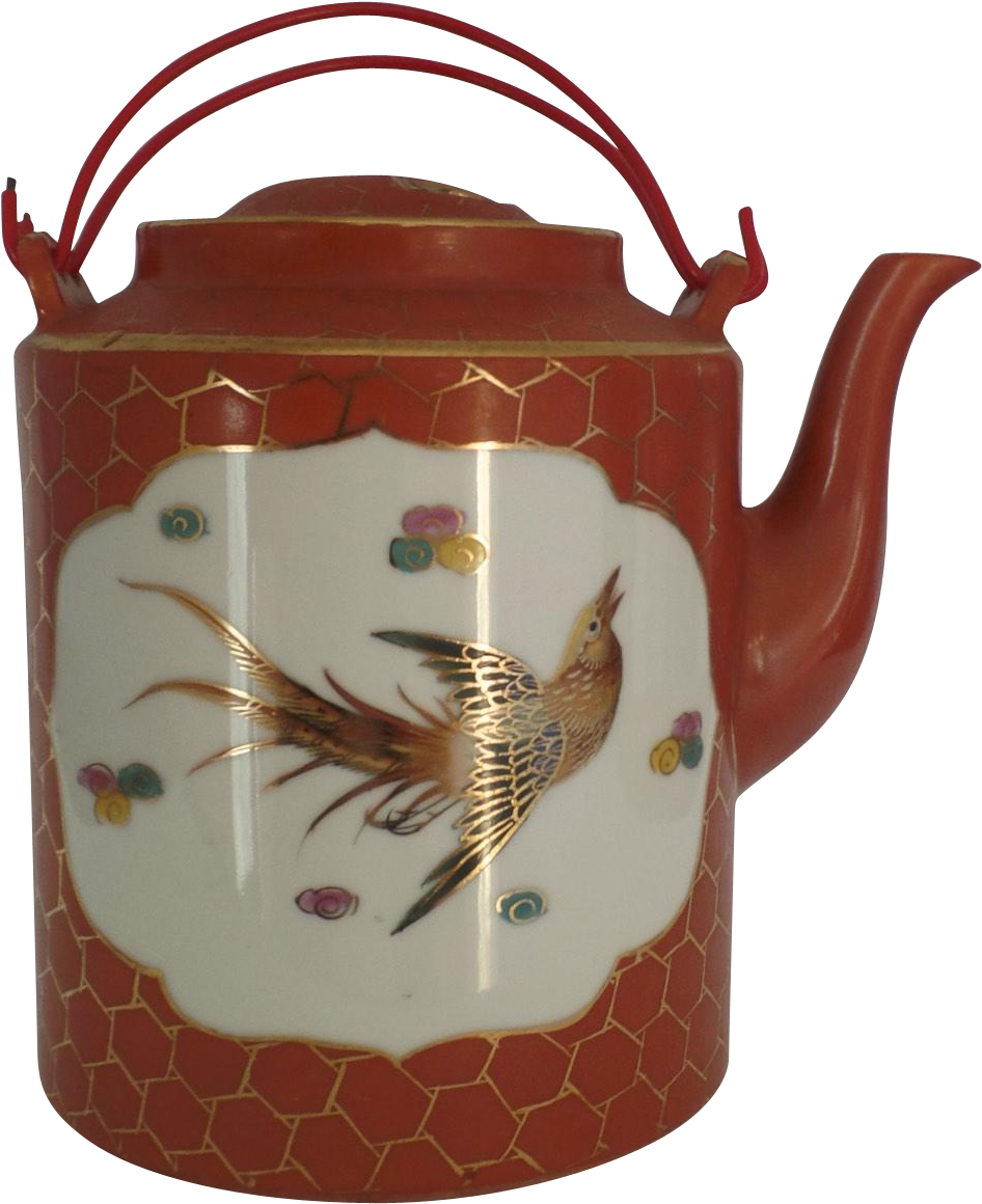 Vintage Porcelain China Chinese Teapot Honeycomb Pattern - Porcelain (1159x1159), Png Download