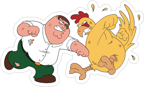 Viber Sticker «family Guy» - Family Guy Peter Vs. The Giant Chicken Shot Glass (490x317), Png Download