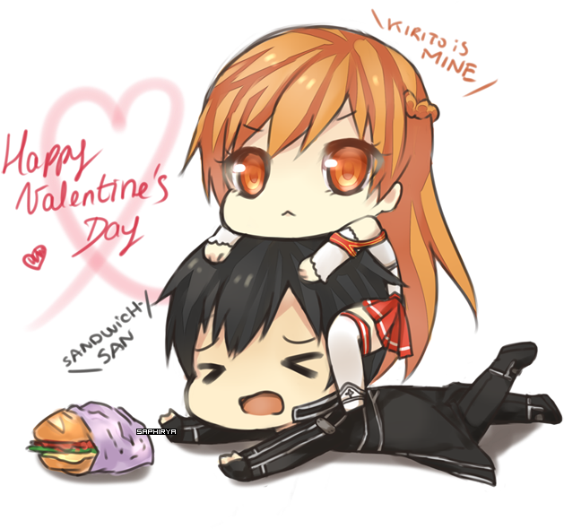 No My Sandwhich Asuna - Kirito And Asuna Chibi (650x597), Png Download