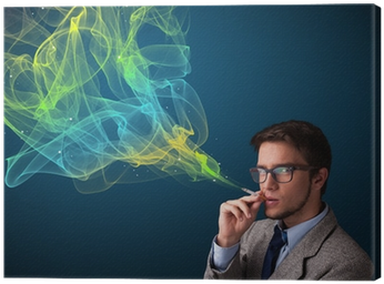 Handsome Man Smoking Cigarette With Colorful Smoke - Cigarette (400x400), Png Download