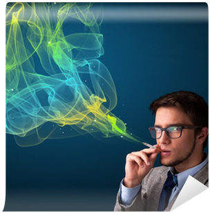 Handsome Man Smoking Cigarette With Colorful Smoke - Smoking (400x400), Png Download