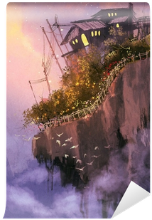 Fantasy Scenery With Floating Islands In The Sky,digital - Al Borde Del Precipicio (400x400), Png Download