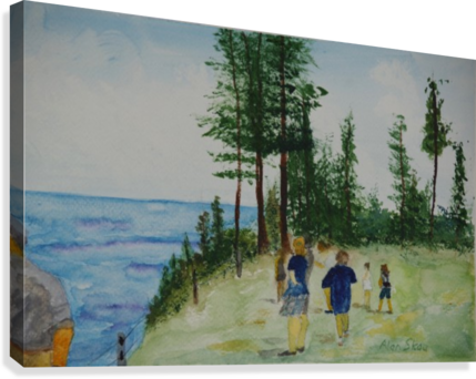 Anson's Point- Norfolk Island - Painting (429x342), Png Download