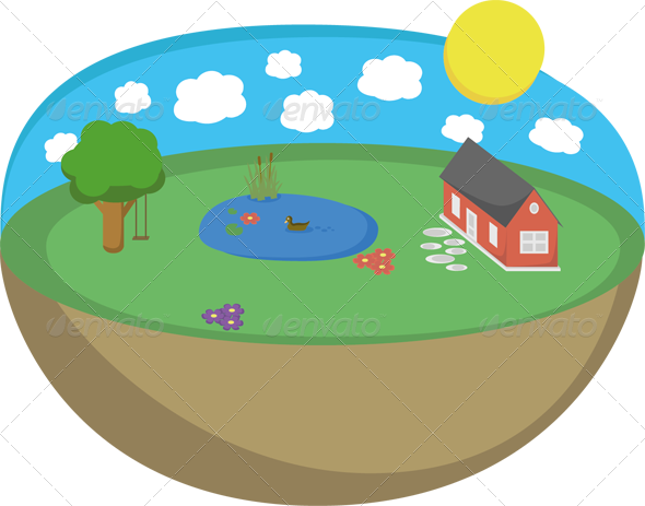 Floating Island Earth - Clip Art (590x463), Png Download