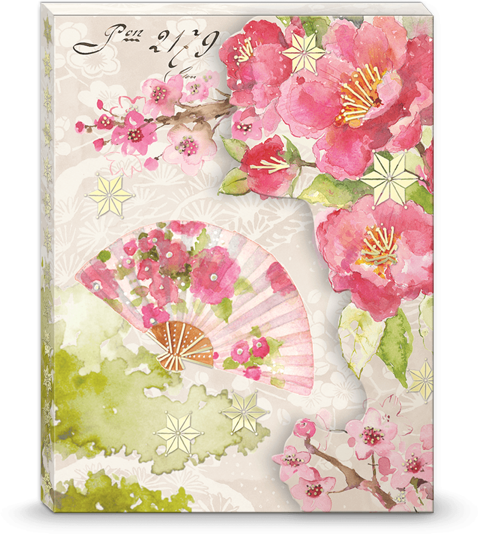 Cherry Blossom Fan Portfolio Pocket Note Pad - Punch Studio Note Pad Inside Pocket (1200x1200), Png Download