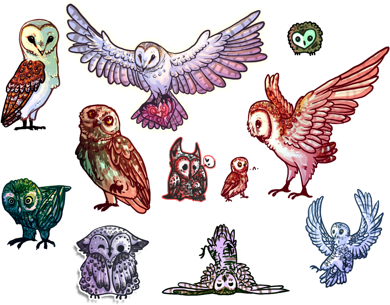 Graphic Library Library Drawing Owls Mystical - Bird Of Prey Chibi Art (1426x1077), Png Download