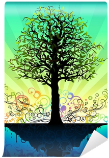 Fantastic Tree On A Blue Floating Island Wall Mural - Building Your Spirit [book] (400x400), Png Download