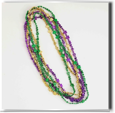 Mardi Gras Beads Png Mardi Gras Costumes And Accessories - Mardi Gras Bead Necklace 33 Inch (case (412x393), Png Download