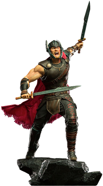 Thor Battle Diaorama Statue By Iron Studios - Thor Ragnarok Thor Statue (370x600), Png Download