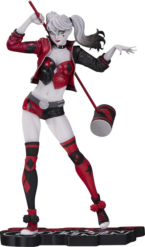 Harley Quinn Statue By Dc Collectibles - Harley Quinn Red White And Black Statue (480x816), Png Download