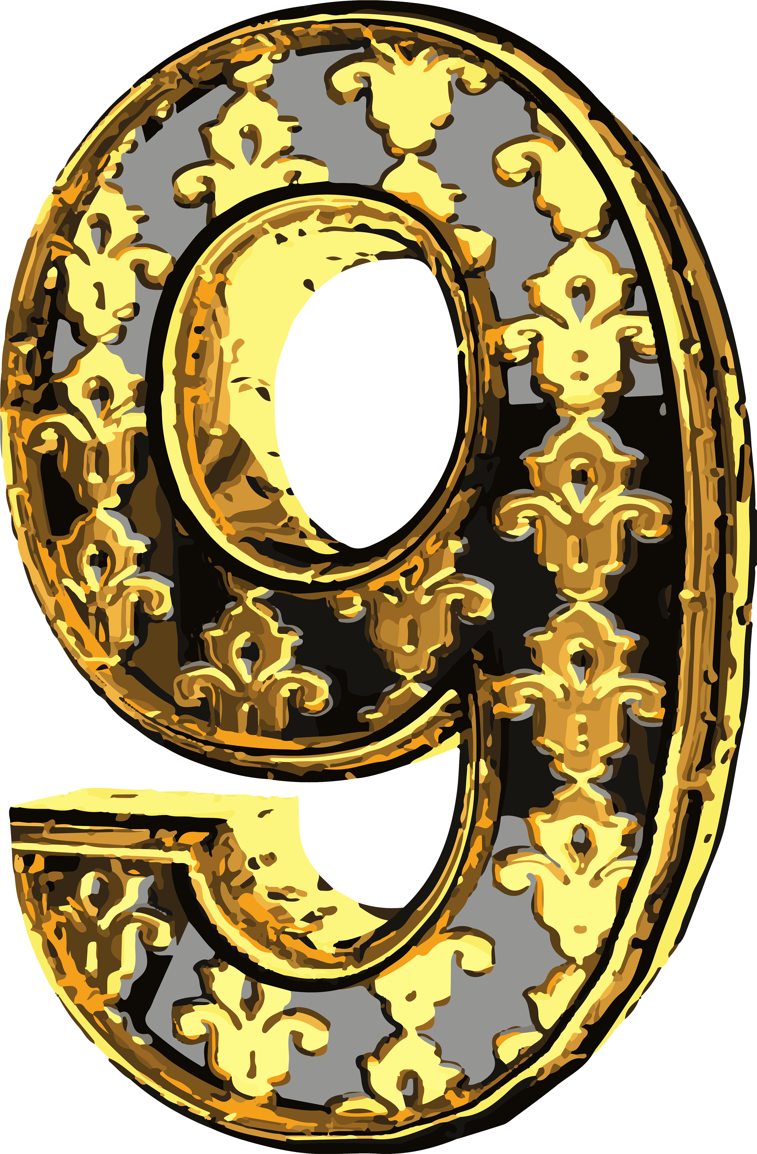 Clipart Gallery Elegant - Number Nine Art (3282x5000), Png Download