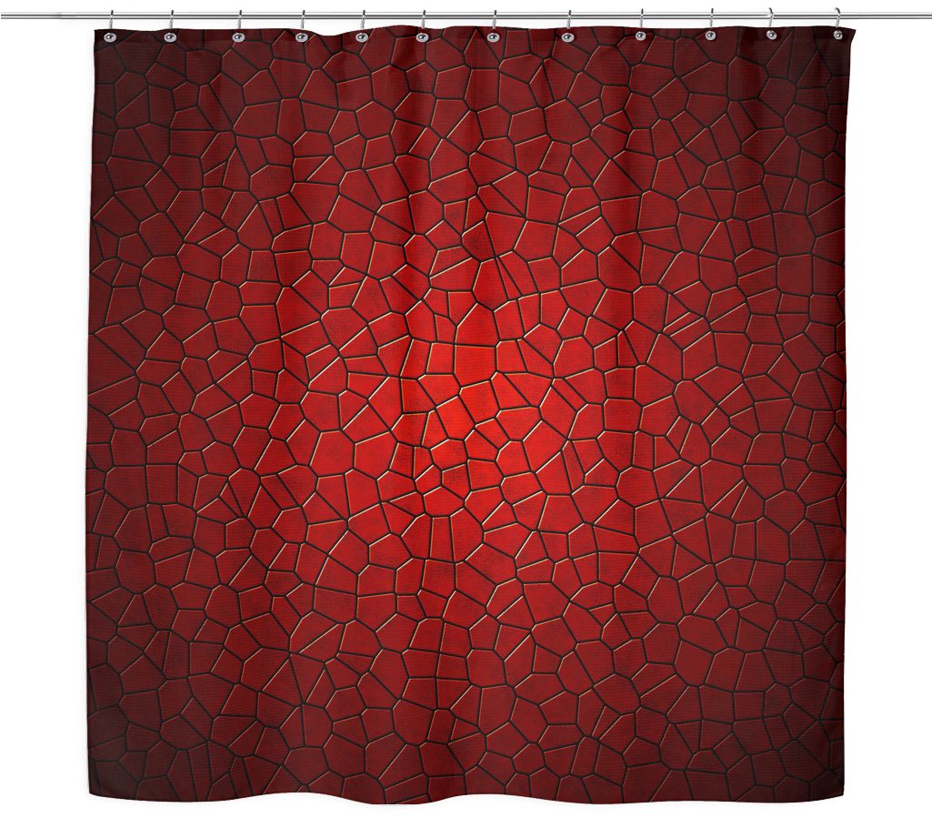Red Mosaic Shower Curtain - Window Valance (1024x1024), Png Download