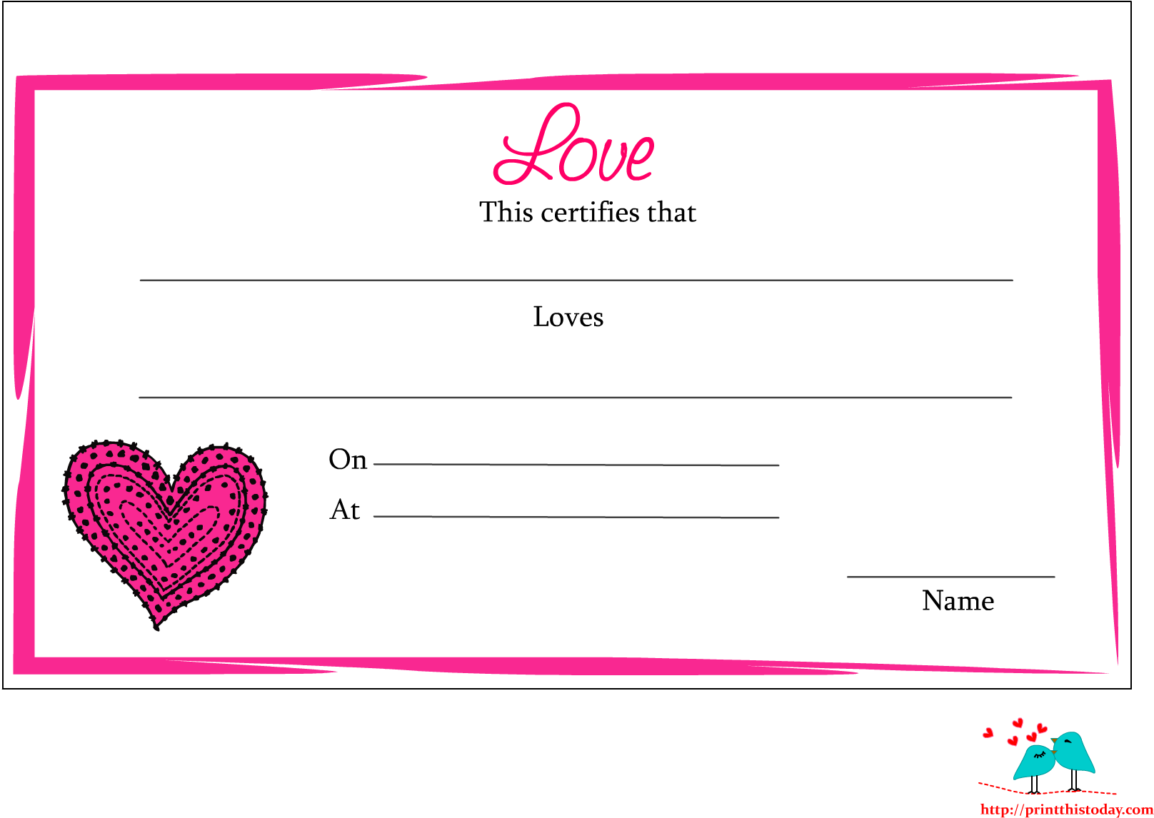 Free Printable Love Certificate For The Holidays Pinterest - Boyfriend (1650x1275), Png Download
