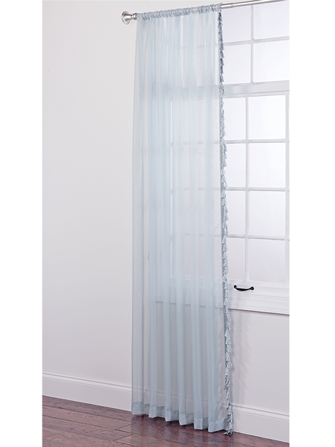 Sheer Curtains Png Vector Freeuse Library - Charlotte Sheer Panel With Tassel, Blue (489x652), Png Download