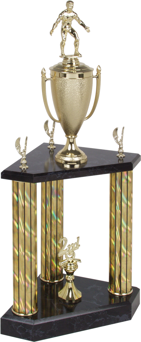 3 Column Trophy For Wrestling Events - Trophy (574x1200), Png Download