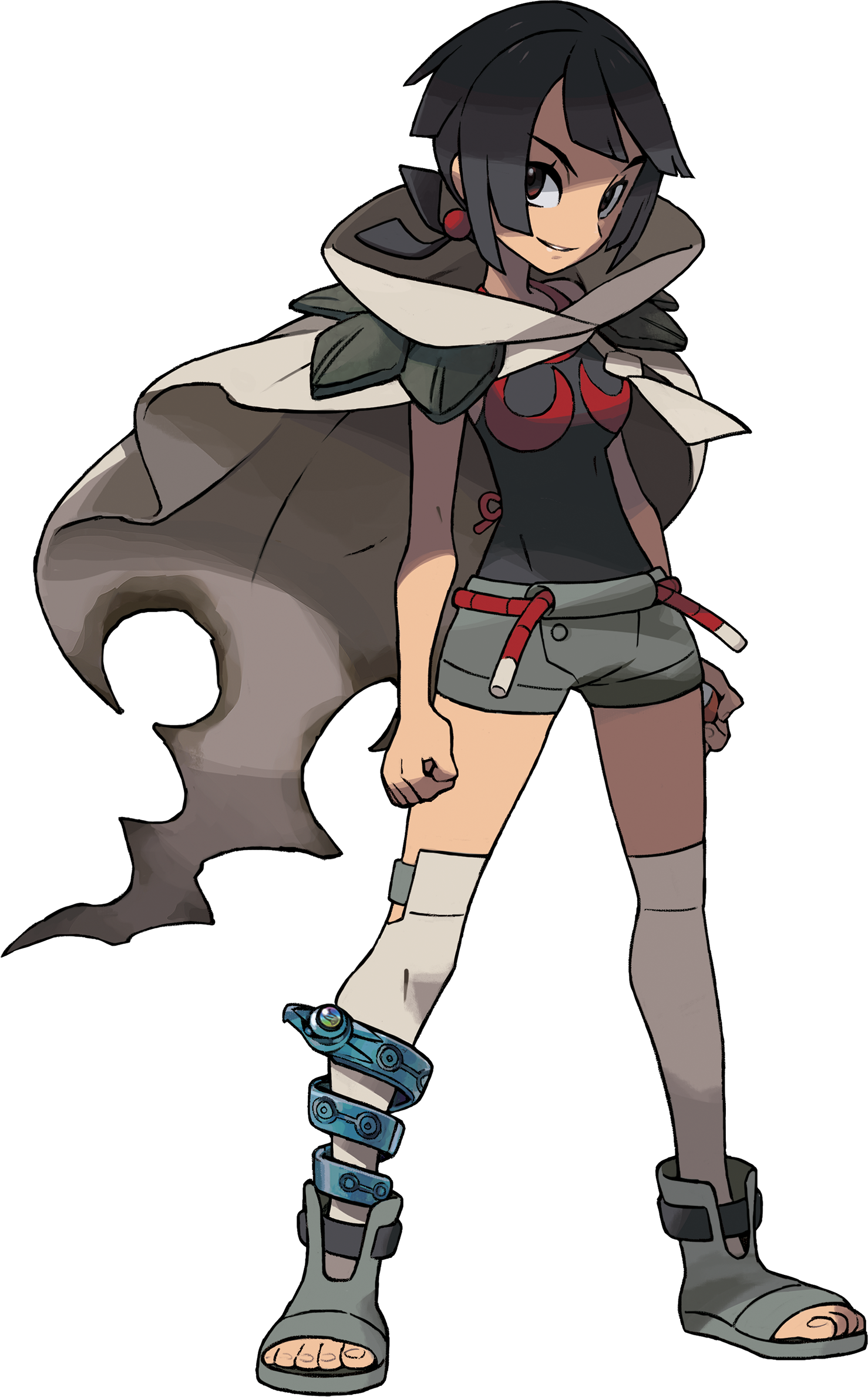 Ankle Boots Anklet Black Hair Boots Breasts Chaps Cloak - Pokemon Rubi Omega Episodio Delta (1478x2378), Png Download