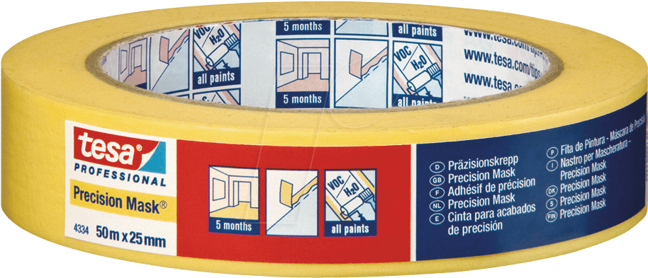 Tesa® Precision Masking Tape, Yellow, 30 Mm Tesa 04334 - Tesa 4334 Precision Mask Cl17 Yellow 50mx30mm (922x394), Png Download