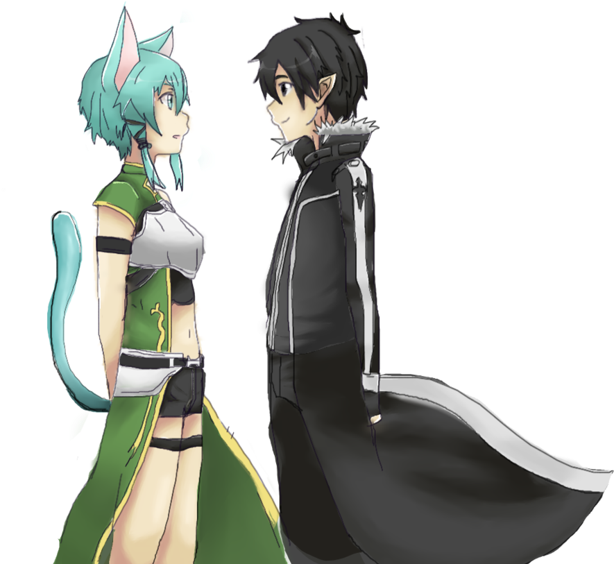 Kirito Sinon Alfheim Online By Pikarty10 - Kirito X Sinon Alfheim (1024x979), Png Download