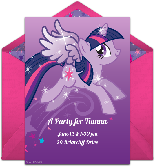 Twilight Sparkle Online Invitation - My Little Pony Party Invites Pack Of 10 (650x650), Png Download