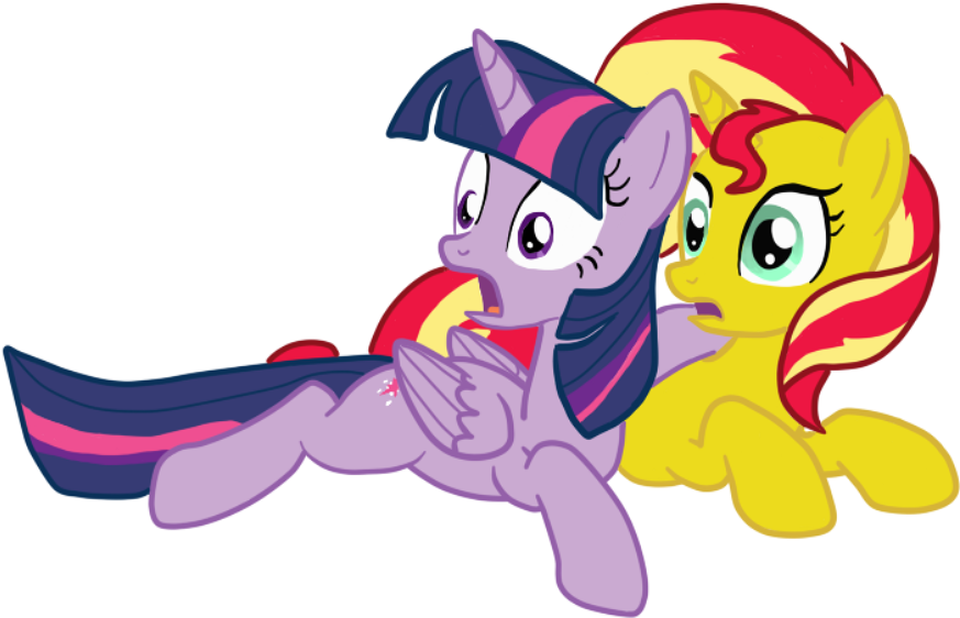 Drawing Sunset Dusk - Sunset Shimmer And Twilight Sparkle Pony (951x674), Png Download