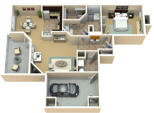 Floor Plansriver Birch - The Woods Of Cherry Creek Apartment Homes (640x480), Png Download