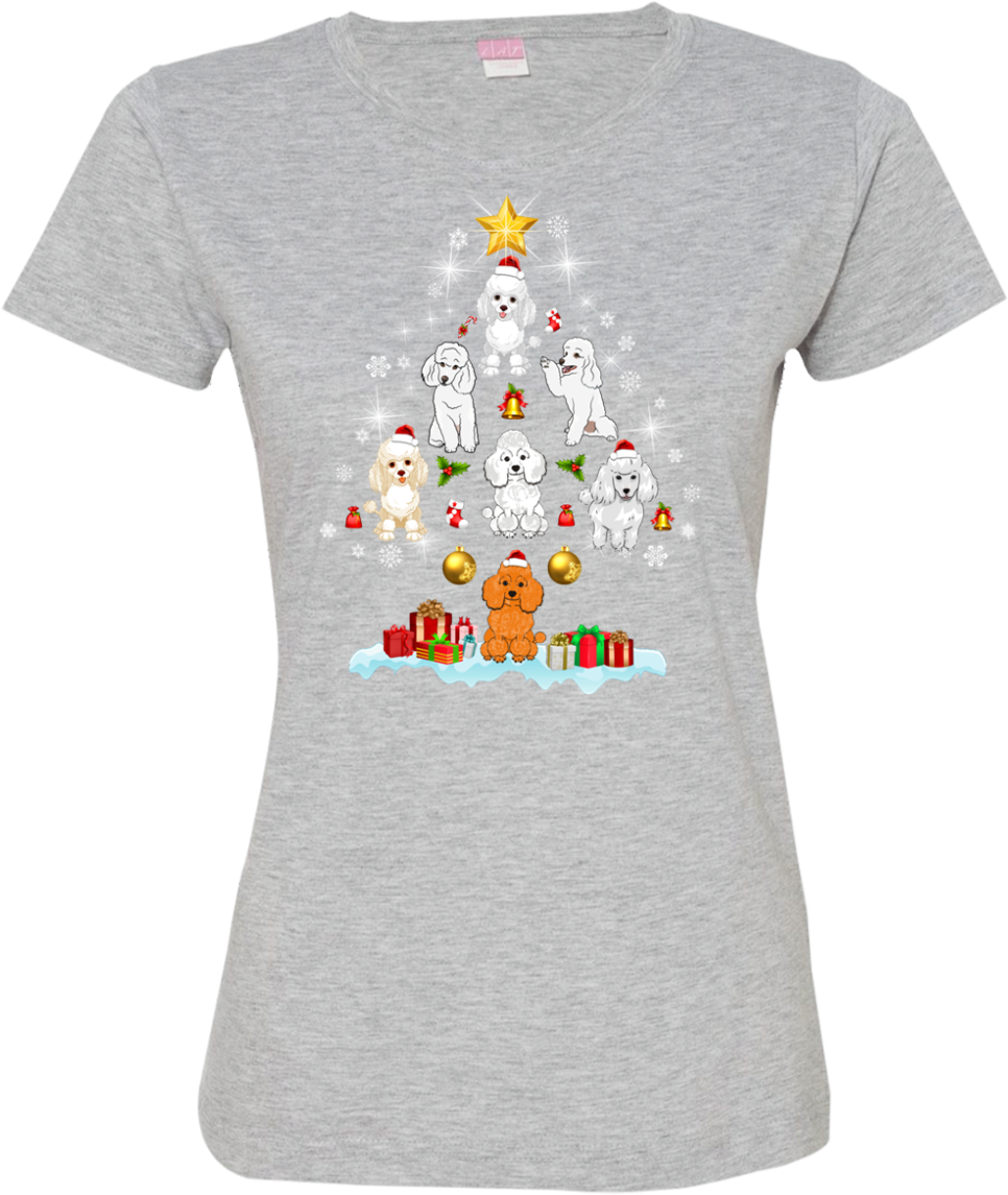Christmas Tree Poodle - Chihuahua Glitter Womens Tshirt (1155x1155), Png Download