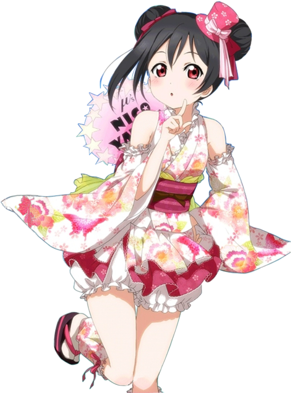 Kimono Nico - Love Live Nico Wig (580x818), Png Download