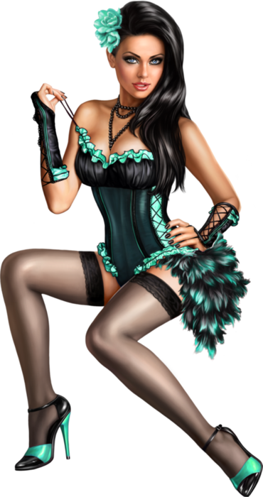 5948199 - Pin Up Art Sexy Digital (370x700), Png Download