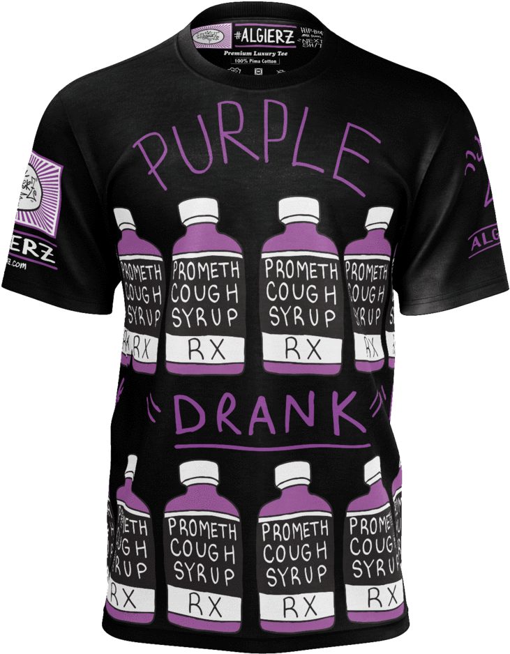 Purple Drank, Repeating Remix, Black T-shirt - Shirt (1024x1024), Png Download
