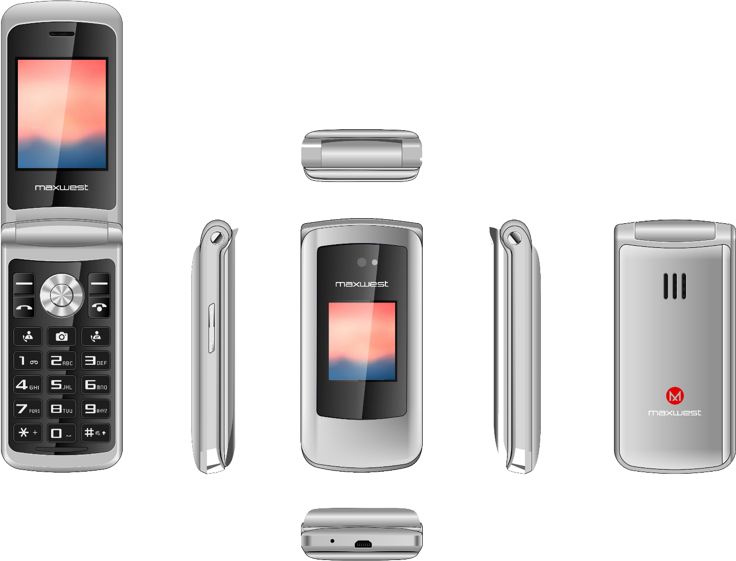 Flip Phone 3g Maxwest Vice Factory Unlocked Dual Lcd - Feature Phone (1600x1197), Png Download