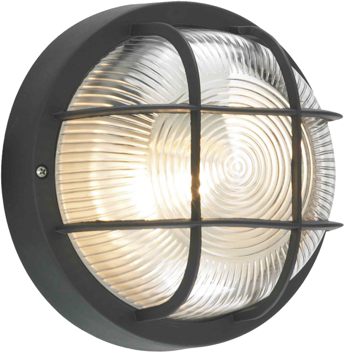 Wall Lights With Sensor Outdoor White Lights Black - Trans Globe Lighting 41505 Single Light Medium Round (936x922), Png Download