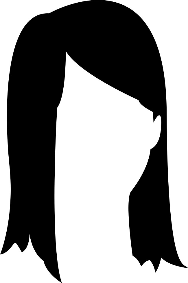 Female With Long Hair And Side Bangs Comments - Long Hair Cartoon Png (650x980), Png Download