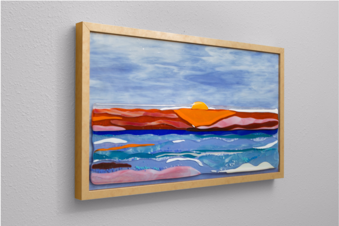 Meet Me At The Beach, Fused Glass Wall Sculpture By - Picture Frame (1024x456), Png Download