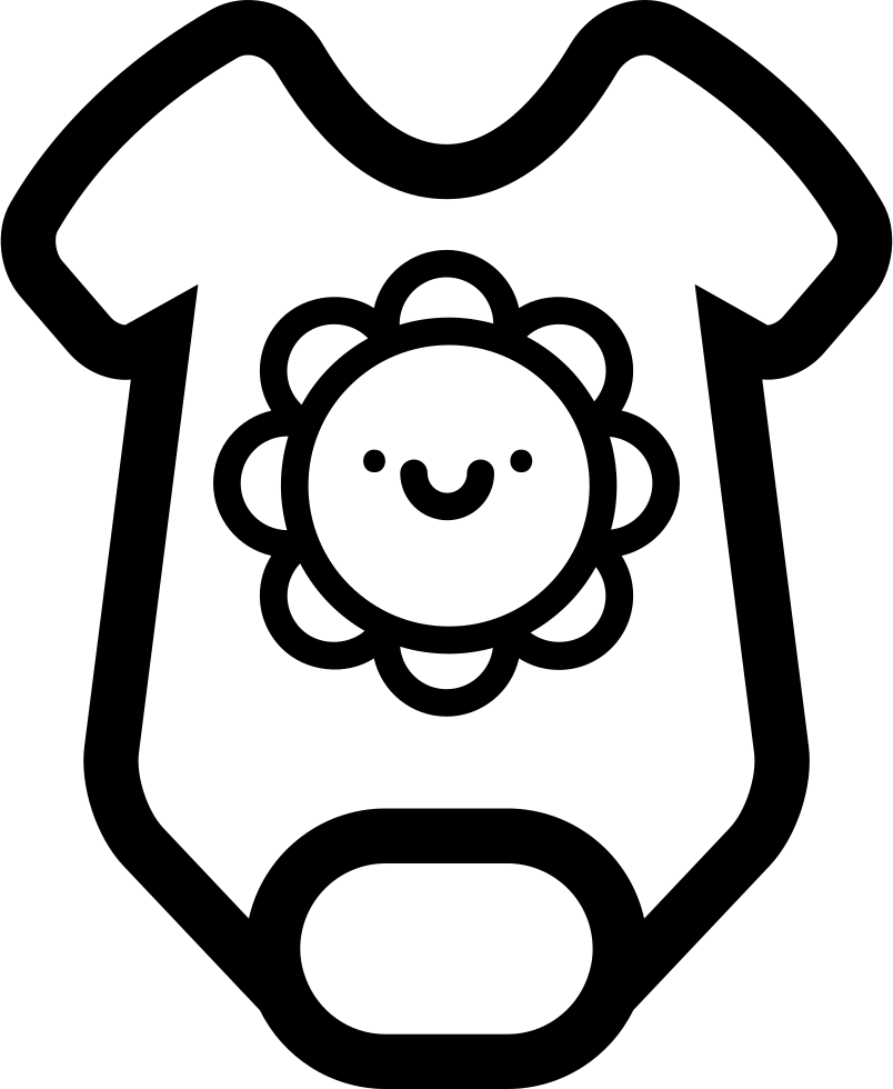 Baby Onesie Outline With Smiling Sun Comments - Baby Cloth Icon Png (804x980), Png Download
