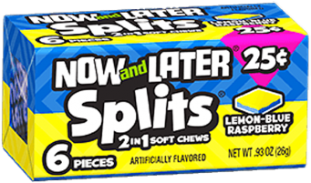 Now & Later Splits Lemon-blue Raspberry - Now And Laters Split (736x460), Png Download