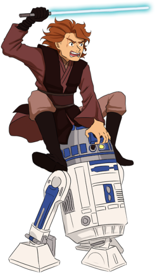 “draw Anakin Skywalker Riding R2d2″ - Star Wars (500x583), Png Download