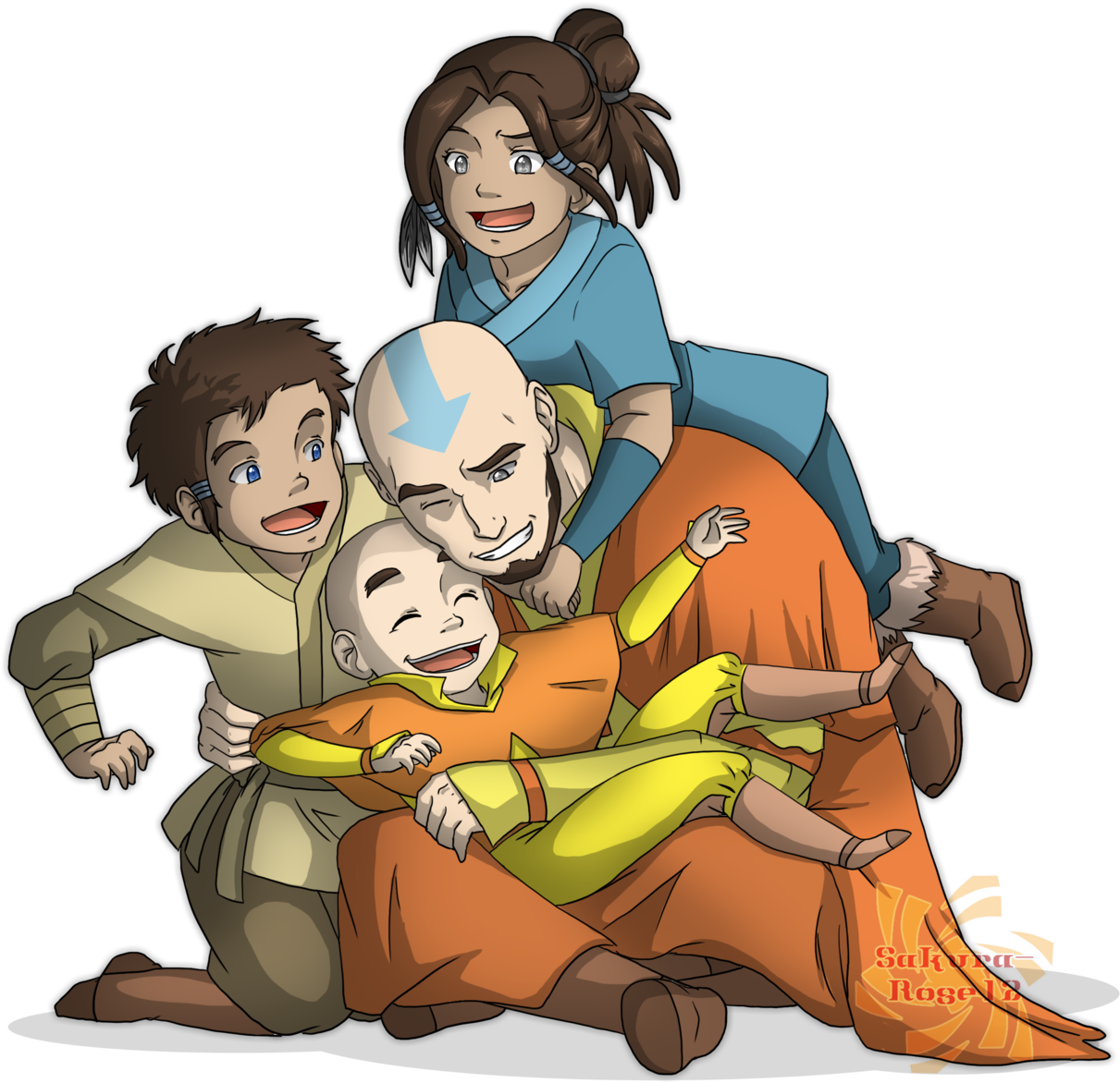 Comment Picture - Aang And His Grandchildren (500x467), Png Download