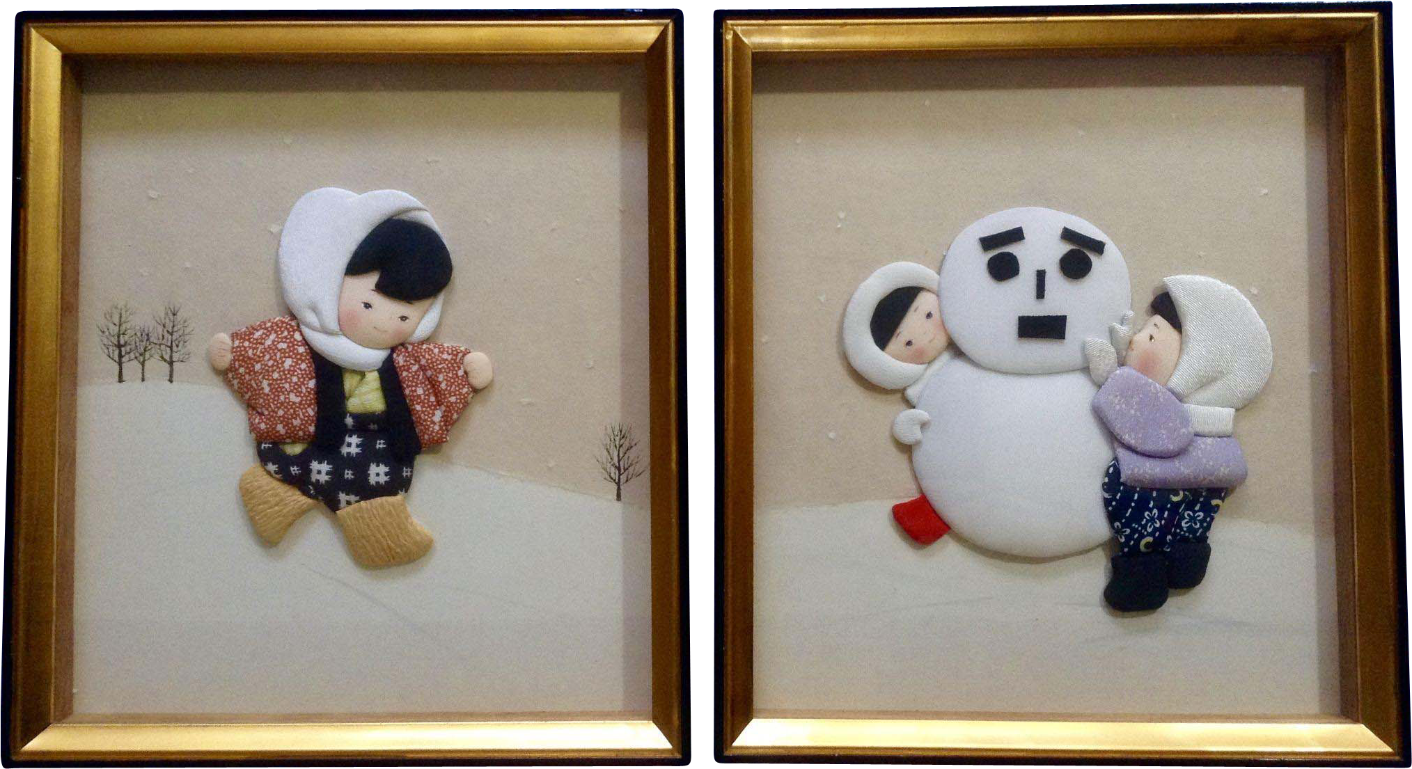 Vintage Cute Japanese Children Playing In The Snow - Paper (2027x2027), Png Download