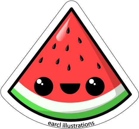 Wallpaper Panda Free Images - Kawaii Watermelon (477x444), Png Download