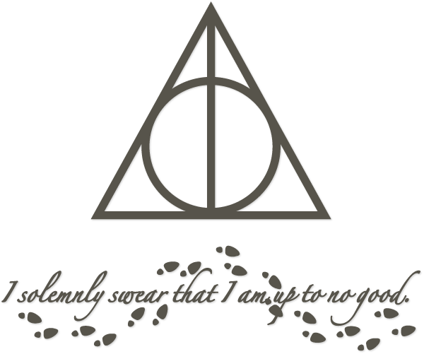 Harry Potter Deathly Hallows And Sentiment "i Solemnly - Solemnly Swear That I Am Up (600x501), Png Download