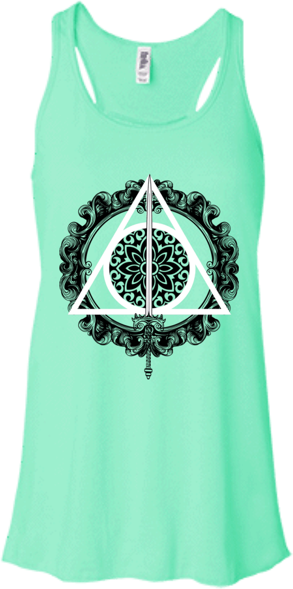 Harry Potter Deathly Hallow T-shirts - Bella + Canvas Ladies' B8800 Flowy Racerback Tank (1155x1155), Png Download