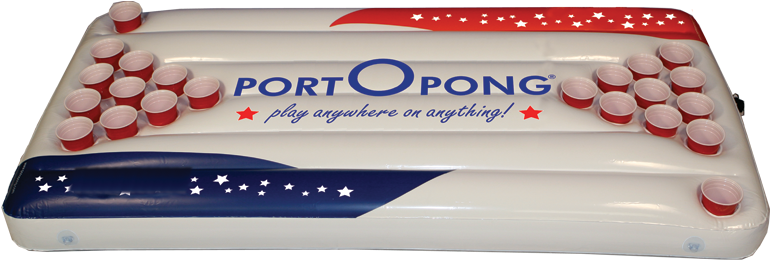 Portopong, 6ft Inflatable Beer Pong Table Float - Beer Pong (800x347), Png Download