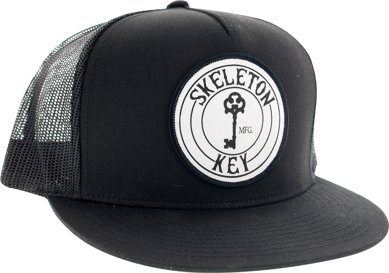Skeleton Key Logo Patch Mesh Skate Hat - Skeleton Key Mfg Logo White / Black Enamel Pin (1500x1500), Png Download