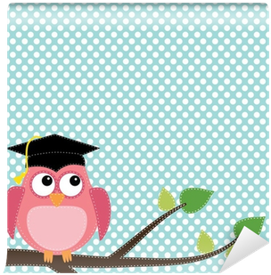 Owl With Graduation Cap Sitting On Branch Wall Mural - Thumbs Up And Down Transparent (400x400), Png Download