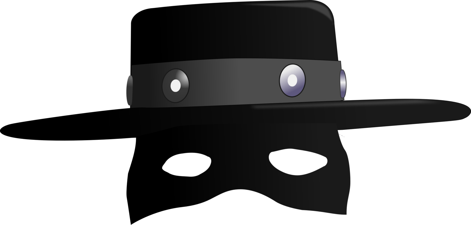 Zorro Hat Cartoon Costume Mask - Zorro Clipart (1571x750), Png Download