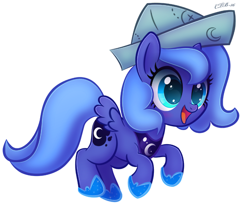 Fanmade Filly Luna In Paper Hat - Mlp Princess Luna Filly (500x424), Png Download