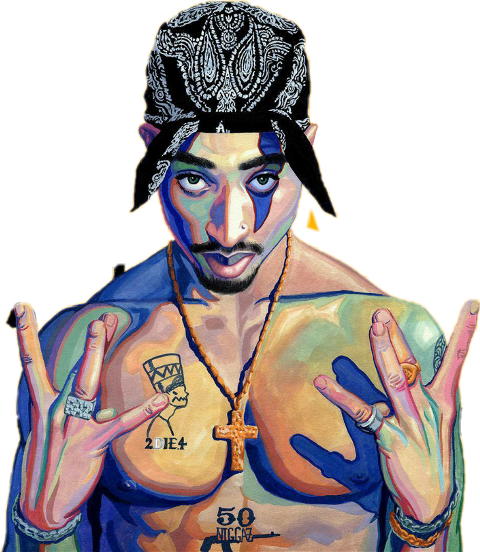 Tupac Art (480x552), Png Download