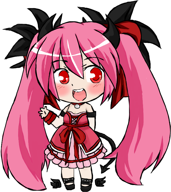Pink Devilish Chibi Girl By Ravenblood2010-d4m2h92 - Anime Chibi Girl Png (800x800), Png Download