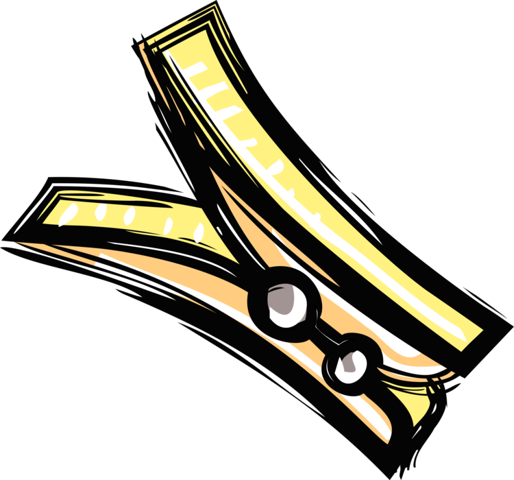 Vector Illustration Of Clothespin Or Clothes-peg Fastener - Clip Art (750x700), Png Download