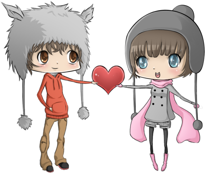 Anime Love Png - Kawaii Dibujos Anime De Amor (900x623), Png Download